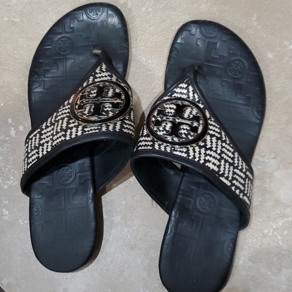 Tory Burch black and white Miller Sandal 7